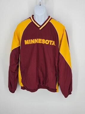 Vintage 58 Sports Minnesota Golden Gophers V-Neck Windbreaker Jacket Men Size L